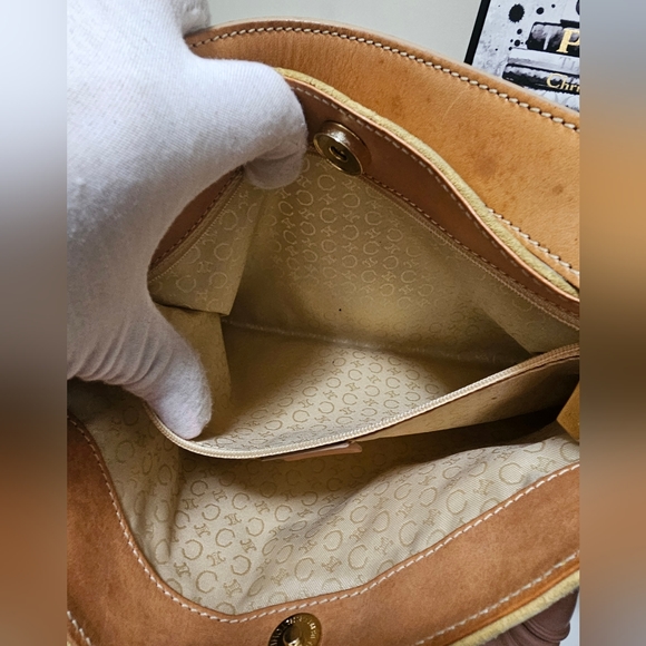 EUC CELINE C MACADAM YELLOW SUEDE BAGUETTE SHOULDER BAG - Picture 5 of 16